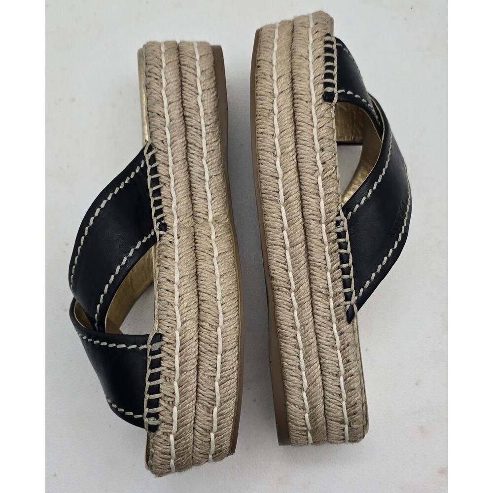 Womens Prada Leather Cross Strap Espadrille Platform Sandals Black Eu 37.5/7.5US - Picture 9 of 13